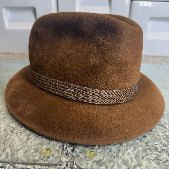 Vintage 1979 Dobbs Fifth Ave New York Fedora Hat Men's 7 1/8 Brown Fur Felt - Picture 10 of 16